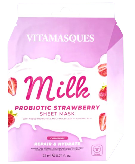Vitamasques Milk Probiotic Strawberry Face Sheet Mask