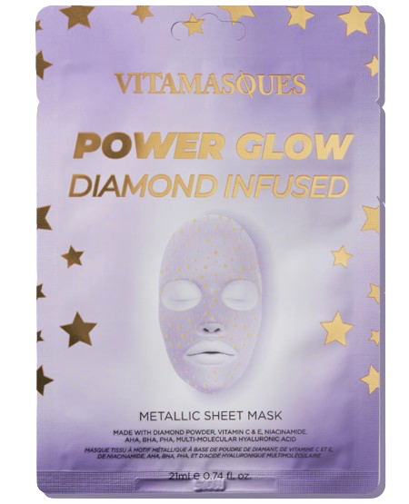 Vitamasques Power Glow Diamond Infused Metallic Face Sheet Mask